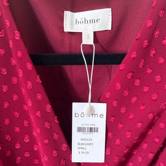 Bohme Burgundy Midi Wrap Dress - Picture 2 of 3
